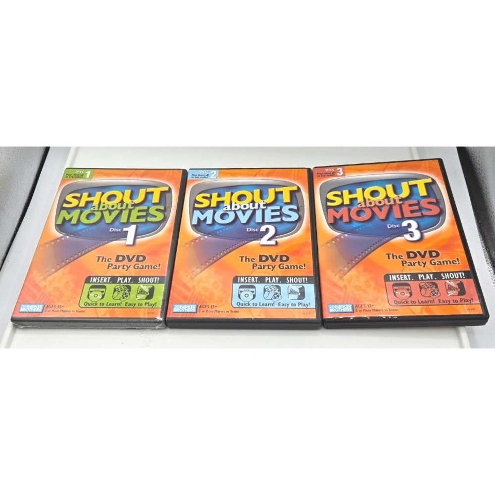 Shout About Movies DVD Party Game Lot Discs 1 2 3 Parker Brothers Trivia